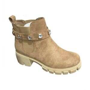 NEW OLEM women's diamond suede ankle boots in brown